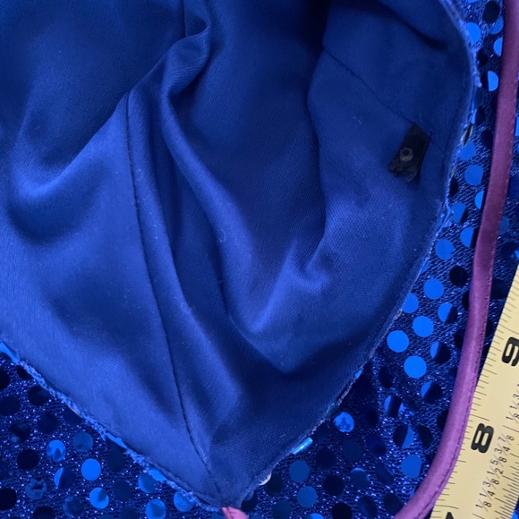 Long Cobalt Blue Sequin Dress Dramatic Slit - Picture 9 of 12